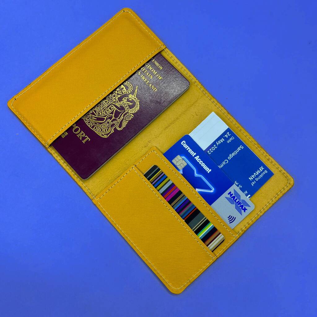 Personalised Leather Passport Cover 'Happy Travels' By GVG Accessories