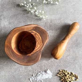 Natural Olive Wood Pestle And Mortar, 4 of 9