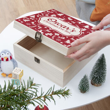 Personalised Christmas Eve Box With Festive Pattern, 10 of 12