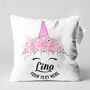 Personalised Unicorn Face Name Cushion, Gift For Little Girls, thumbnail 1 of 6