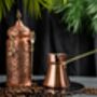 Handmade Copper Coffee Making Set – Solid Copper Pot, Hand Engraved Copper Jar And Brass Spoon, Tin Lined Inside, thumbnail 1 of 4