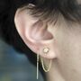 November Birthstone Topaz Silver Threader Earrings, thumbnail 4 of 7