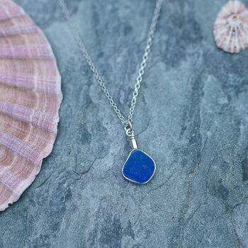 Cornish Sea Glass Pendant Rare Blue, 2 of 6