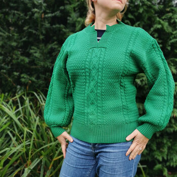Bergen Cable Knit Jumper Green, 6 of 6