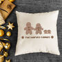 Personalised Christmas Gingerbread Family Cushion Cover, thumbnail 1 of 3
