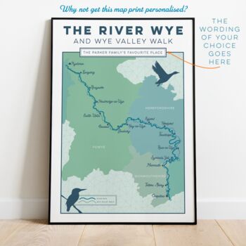Personalised River Wye Map Art Print, 6 of 10