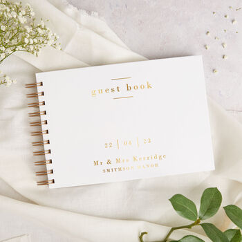 Simple Script Foil Wedding Guest Book, 2 of 6