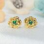 Emerald May Hawthorn Gold Plated Stud Earrings, thumbnail 1 of 5