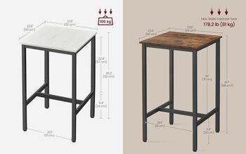 Square Bar Table With Heavy Duty Steel Frame Stools Not Included, 2 of 12
