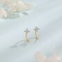Sterling Silver Extra Tiny Hydrangea Flower Huggie Hoop Earrings, thumbnail 3 of 11