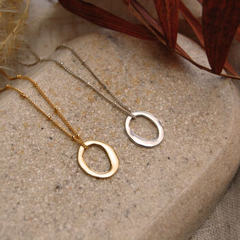 Organic Personalised Initial Hoop Necklace In Silver Or Gold, 4 of 8