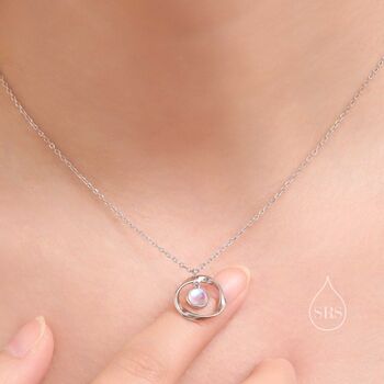 Sterling Silver Moonstone And Mobius Circle Pendant Necklace, 5 of 11