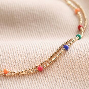 Rainbow Enamel Chain Layered Anklet In Gold Plating, 4 of 5