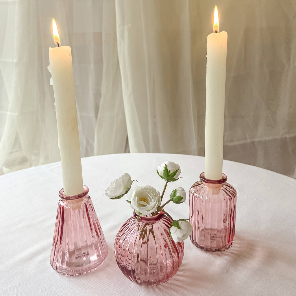 Pink Glass Bud Vases Set Of Three By The Wedding of my Dreams