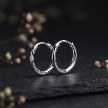 Sterling Silver Mini Huggie Hoop Sleeper Earrings, 3 of 7