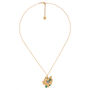 Fine Y Necklace Gold Plated And Green Stones, thumbnail 2 of 3