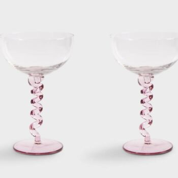 Set Of Two Pink Spiral Champagne / Cocktail Glasses, 5 of 5