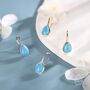 Sterling Silver Pear Cut Turquoise Stone Drop Hook Earrings, thumbnail 4 of 12