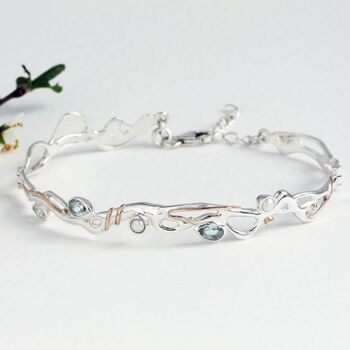 Riviera Blue Topaz And Freshwater Pearl Bracelet, 3 of 6
