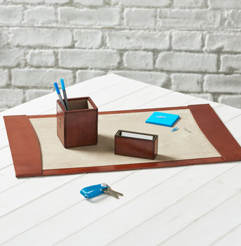Personalised Suffolk Leather Desk Set Two Colours, 2 of 12