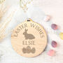 Personalised Easter Bunny Round Wooden Decoration, thumbnail 3 of 5