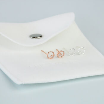 Sterling Silver Crystal Circle Stud Earrings, 5 of 5