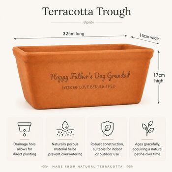 Personalised Father's Day Terracotta Plant Trough / Window Box, 4 of 4