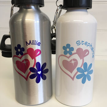 Personalised Heart And Flower Water Bottle, 3 of 5