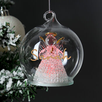 Personalised Christmas LED Angel Light Up Bauble, 2 of 4
