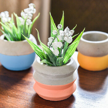 Set Of Three Colour Dipped Cement Planters, 2 of 4