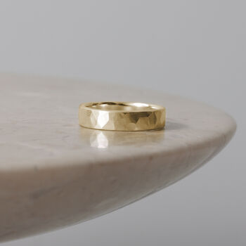 Brushed Hammered 9ct/18ct Gold 5mm Ring, 3 of 8