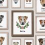 Staffie Dog Face Portrait Flower Print With Name, thumbnail 1 of 9