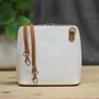 Leather Cross Body Handbag In White And Tan, thumbnail 3 of 3