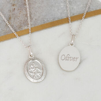 Personalised Silver St Christopher Charm Necklace, 2 of 6