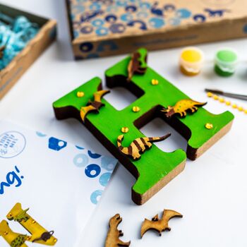 Personalised Paint Your Own Dinosaur Wooden Letter, 4 of 7