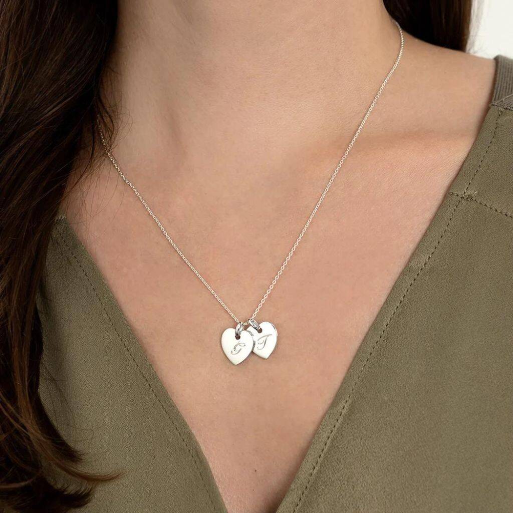 Personalised Sterling Silver Little Twin Heart Necklace By Engravers Guild