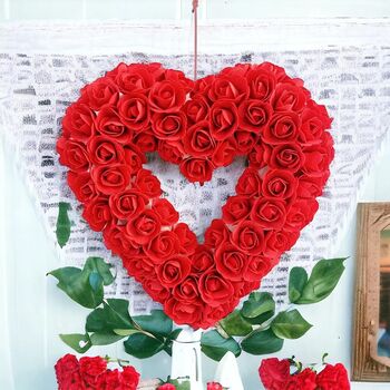 Handmade Heart Shaped Artificial Rose Wreath, 3 of 6