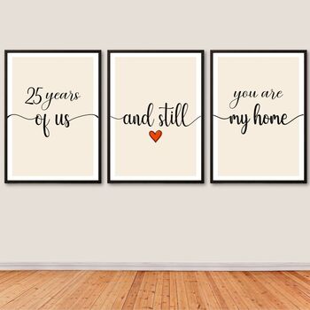 Silver Anniversary Minimalist Typography Print, 25 Years Wedding Anniversary Gift, Unframed, Sold As Individual Prints, 2 of 9