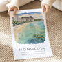 Hawaii Travel Poster For Honolulu Wall Art, thumbnail 3 of 7