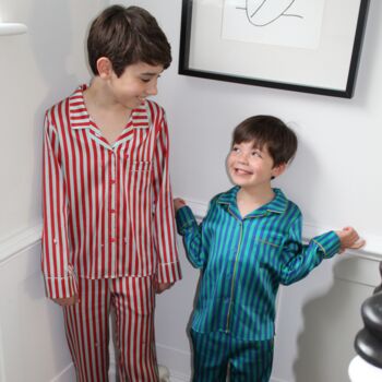 Ladybird Stripe Teddy Silk Children's Pyjama Set, 9 of 11