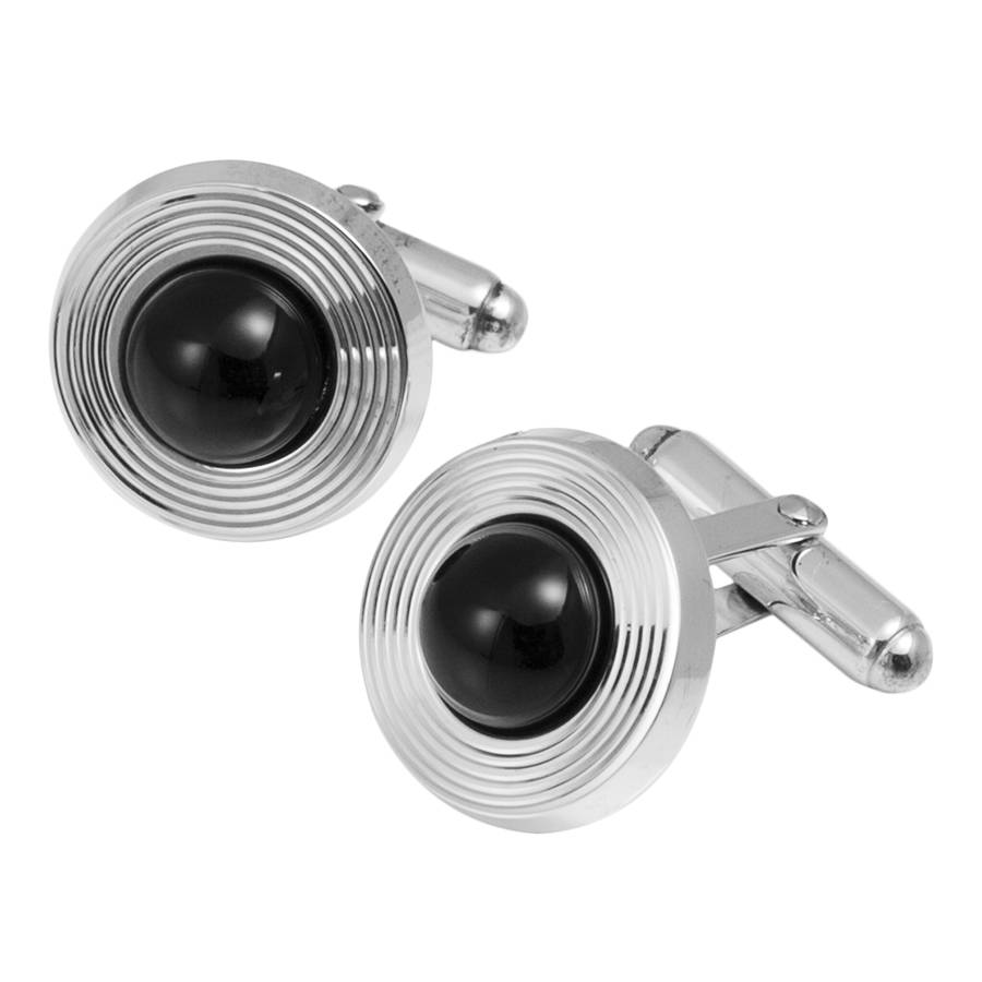 Sterling Silver And Black Onyx Cufflinks By Hersey Silversmiths