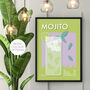 Mojito Cocktail Print Four Colour Options, thumbnail 1 of 8