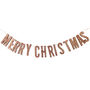 Merry Christmas Rose Gold Glitter Wooden Bunting, thumbnail 2 of 3