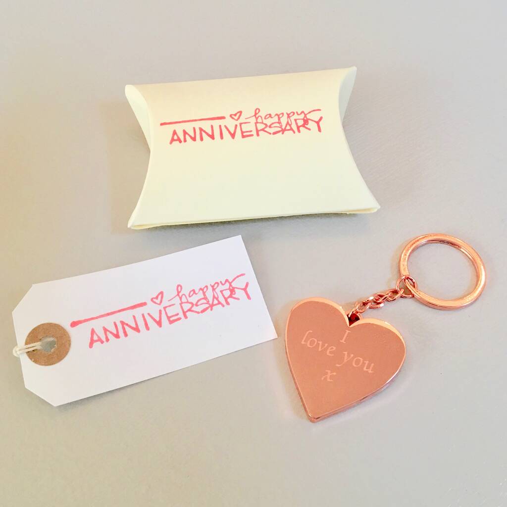Image of 'Love You Always' Anniversary Rose Gold Keyring, White