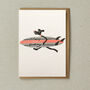 Surfing Dog Happy Birthday Greeting Card, thumbnail 1 of 3