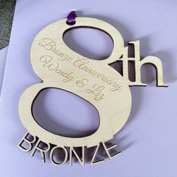 Personalised Bronze 8th Wedding Meaning Anniversary Card, 7 of 11