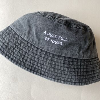 Personalised Slogan Vintage Denim Bucket Hat, 11 of 12