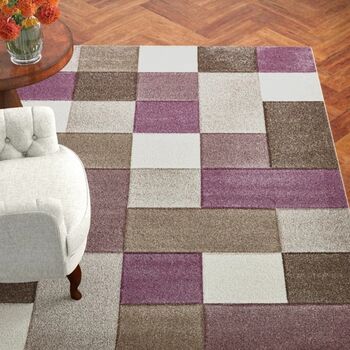 Area Rug Machine Woven Rectangle Beige Purple, 10 of 12