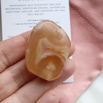 Flower Agate Smoothstone With Pouch | Crystal Gift, 3 of 8
