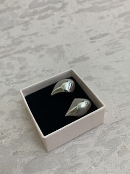 Minimalist Silver Droplet Dome Stud Earrings, 3 of 4